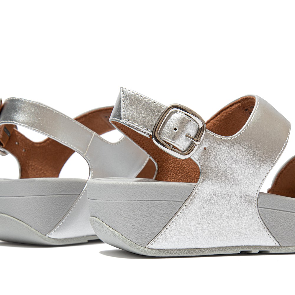 Fitflop Womens Sandals Silver - Lulu Shimmer Back-strap - 17BVLKWTC